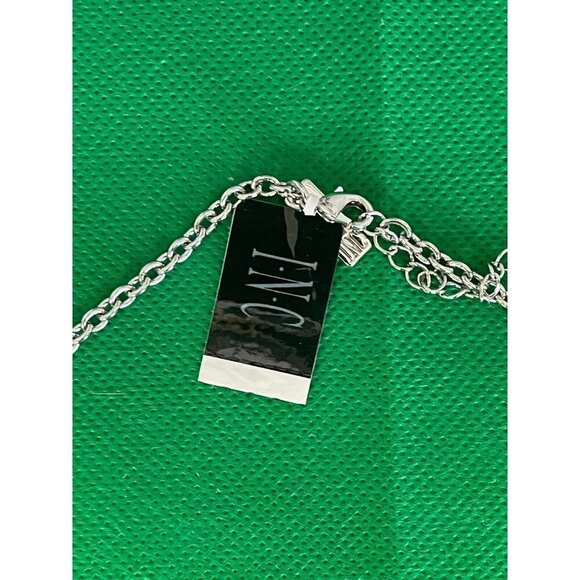 INC International Concept Silver-Tone Pink Stone Cluster Statement Necklace - Picture 4 of 4